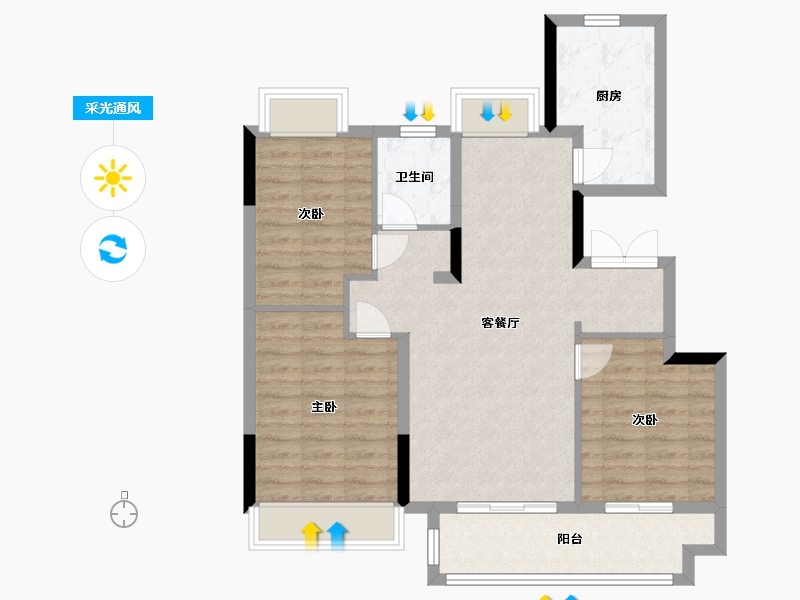 安徽省-芜湖市-伟星天境B区-94.00-户型库-采光通风