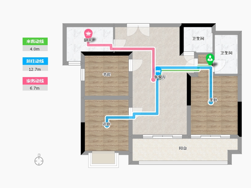 陕西省-榆林市-万民新天地1-86.00-户型库-动静线