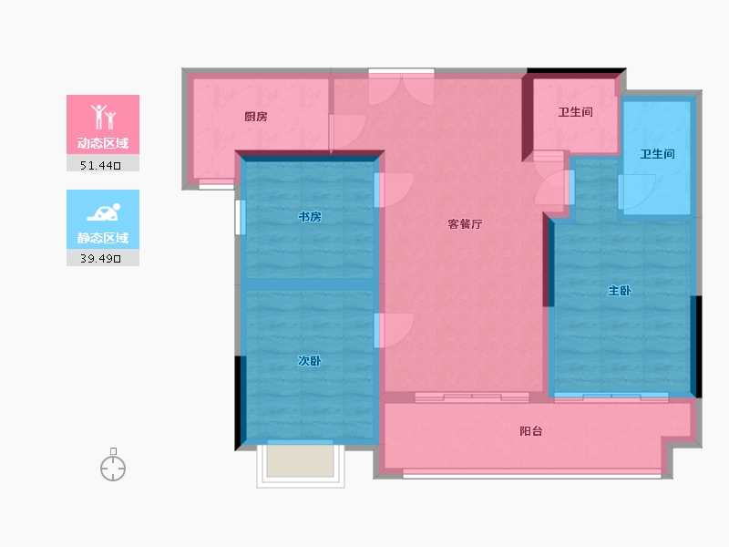 陕西省-榆林市-万民新天地1-86.00-户型库-动静分区