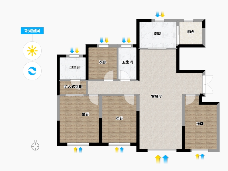 陕西省-西安市-中海·寰宇天下-114.40-户型库-采光通风