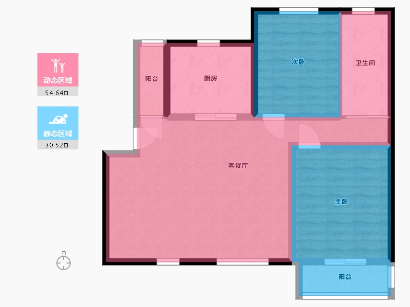 陕西省-西安市-万科东方传奇-74.40-户型库-动静分区