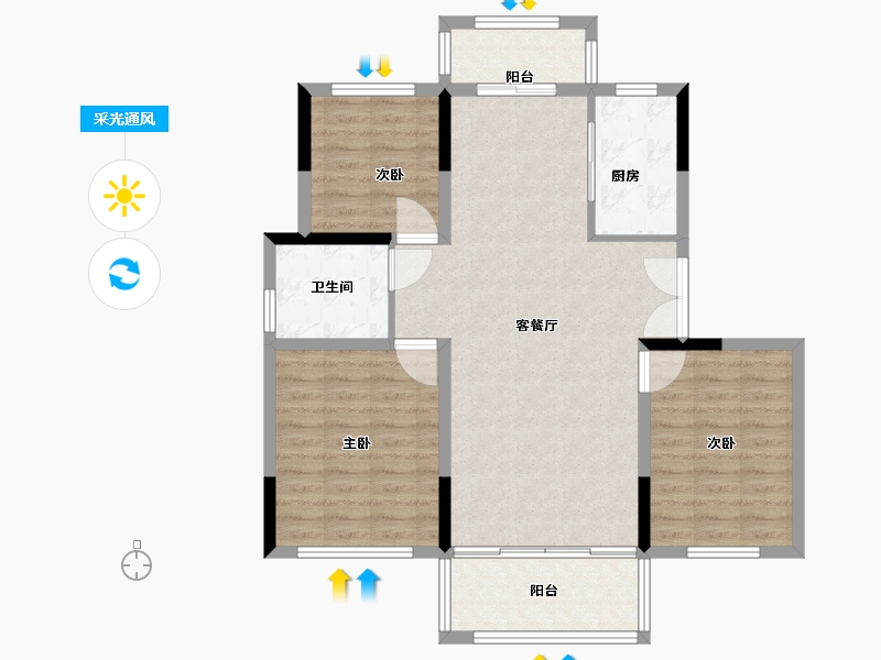 安徽省-芜湖市-碧桂园-92.00-户型库-采光通风