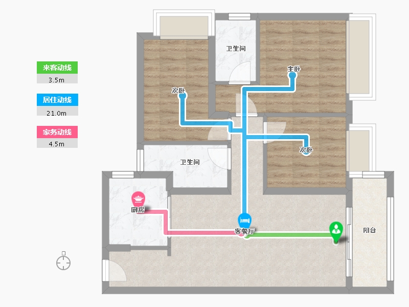 云南省-昆明市-大华公园天下东湖苑-76.13-户型库-动静线