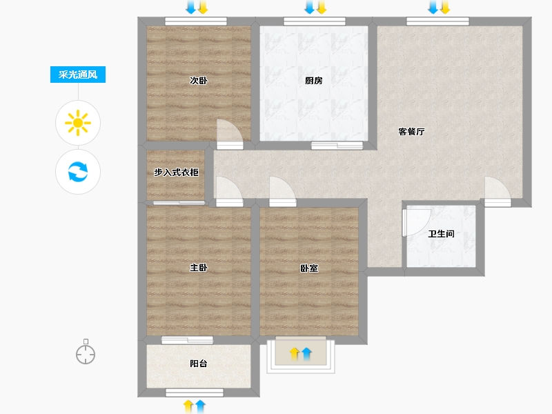 山西省-吕梁市-学府锦园-99.20-户型库-采光通风