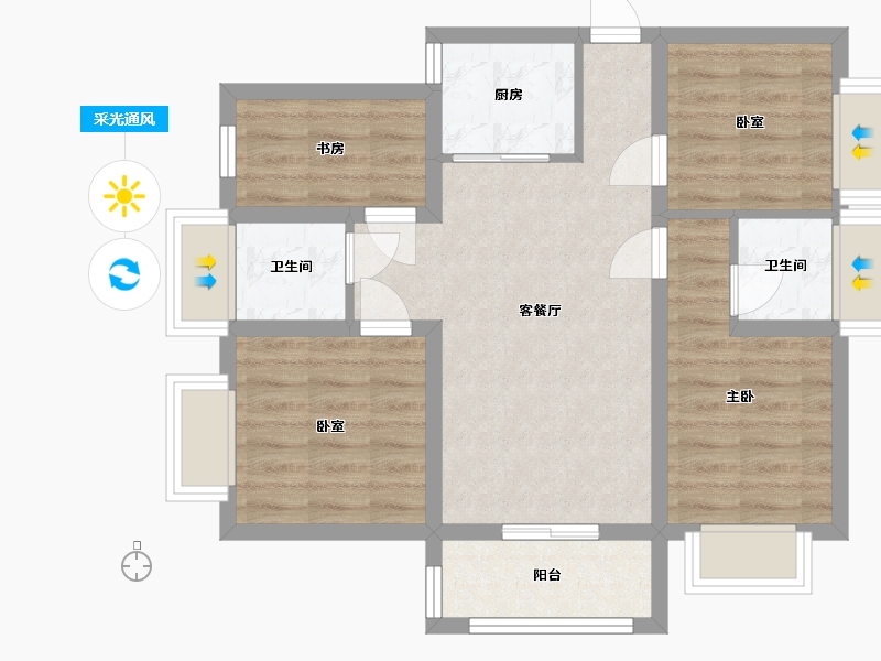 广东省-惠州市-雅德名居-80.00-户型库-采光通风