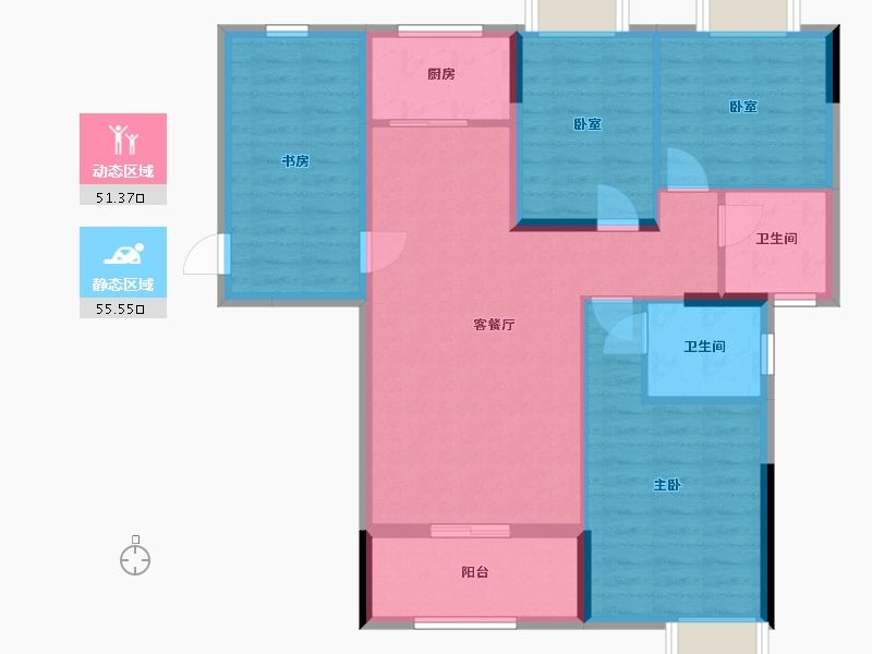 湖北省-黄冈市-信华滨江华府-96.00-户型库-动静分区