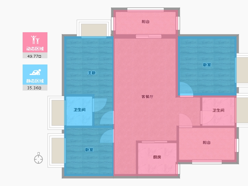 广东省-惠州市-雅德名居-80.00-户型库-动静分区