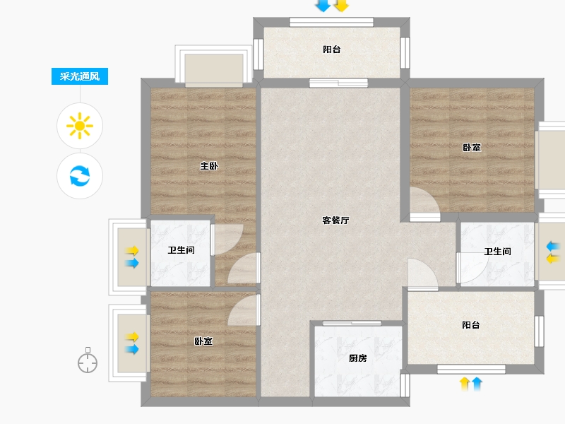 广东省-惠州市-雅德名居-80.00-户型库-采光通风