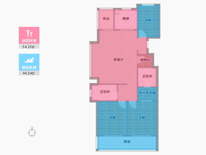 浙江省-宁波市-滨涛府-87.20-户型库-动静分区