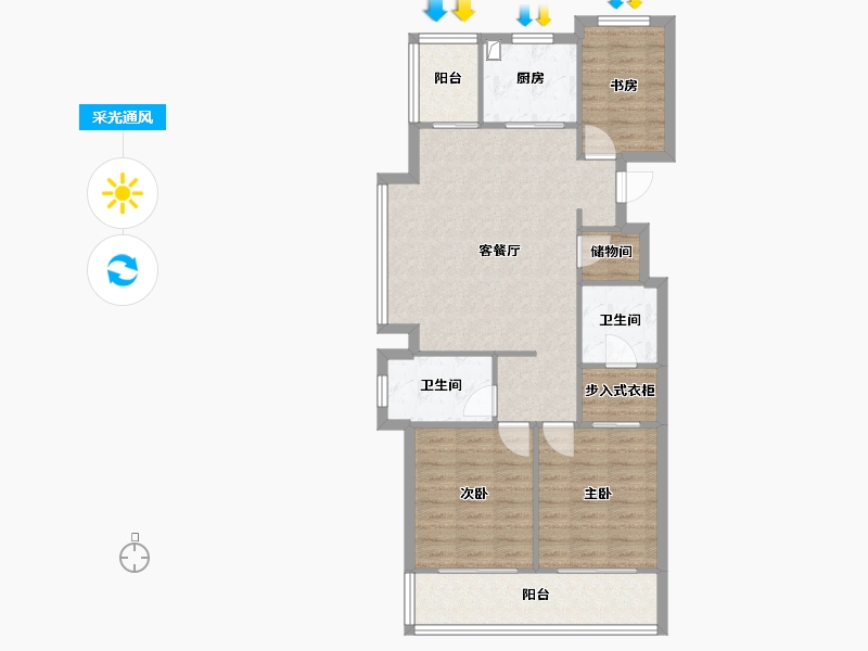 浙江省-宁波市-滨涛府-87.20-户型库-采光通风