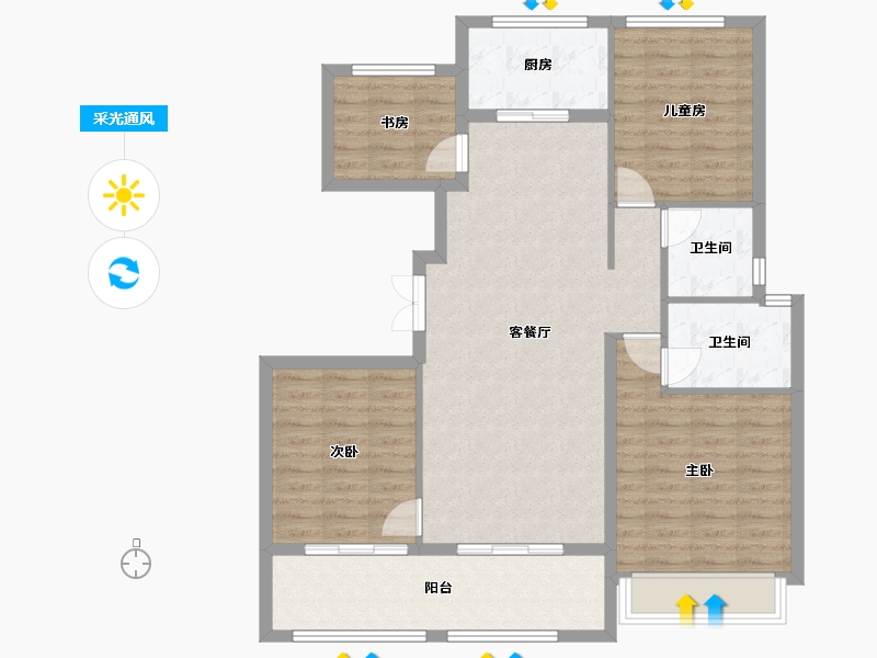 浙江省-杭州市-茗春苑-102.40-户型库-采光通风