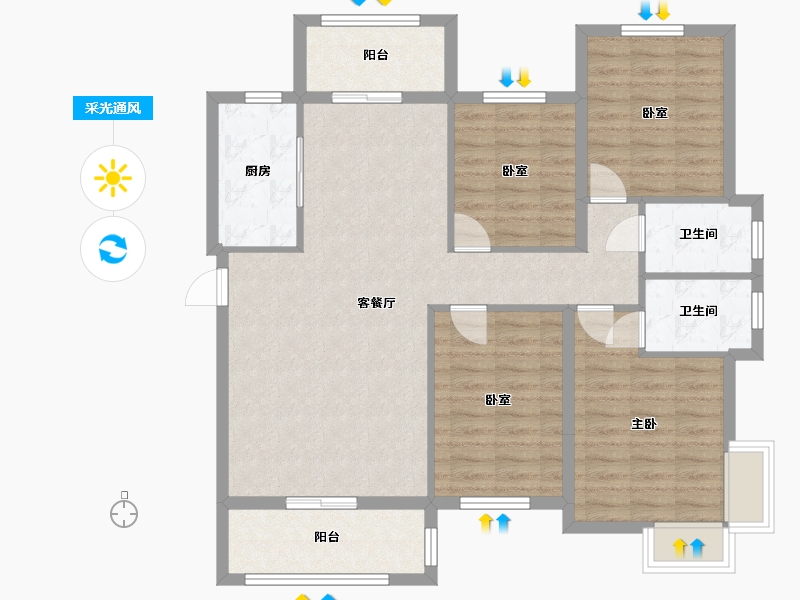 福建省-泉州市-阳光至尊公馆-100.00-户型库-采光通风