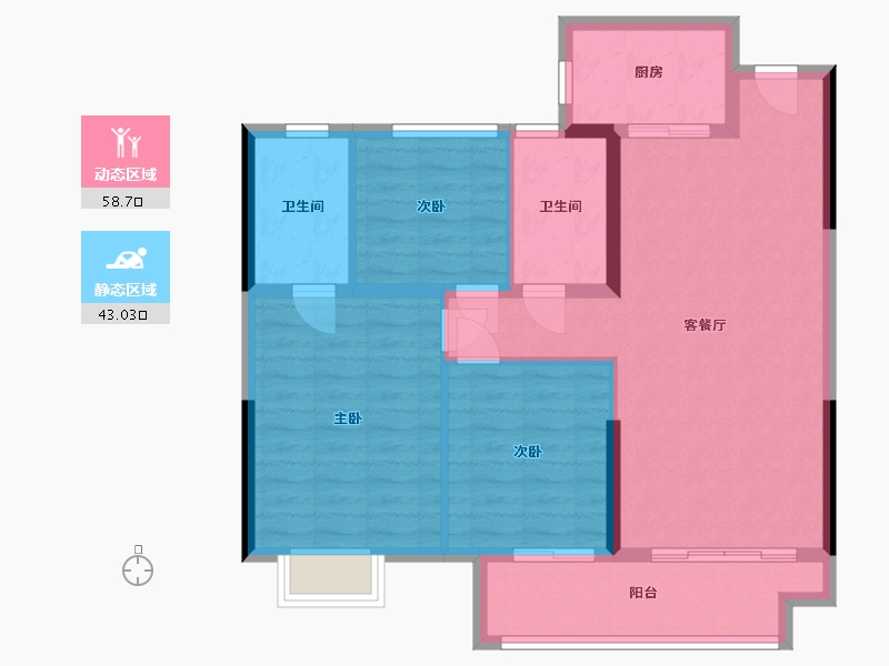 湖北省-黄石市-正信花园-87.71-户型库-动静分区