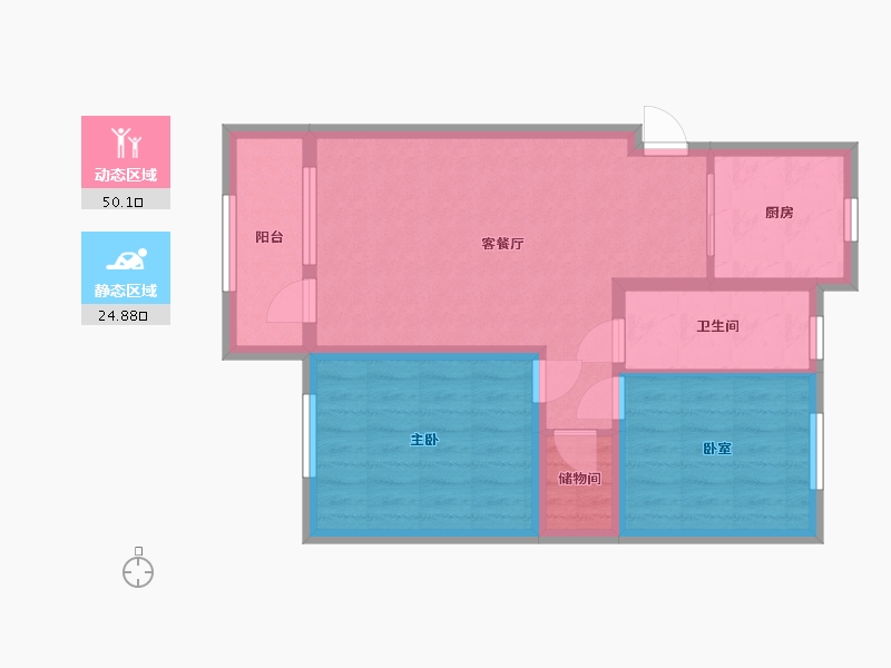 辽宁省-丹东市-学府花园-71.00-户型库-动静分区