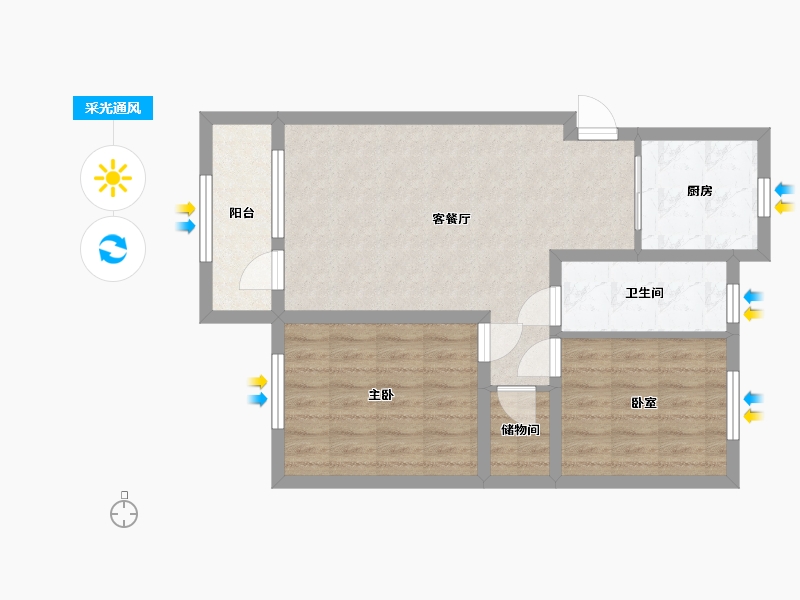 辽宁省-丹东市-学府花园-71.00-户型库-采光通风