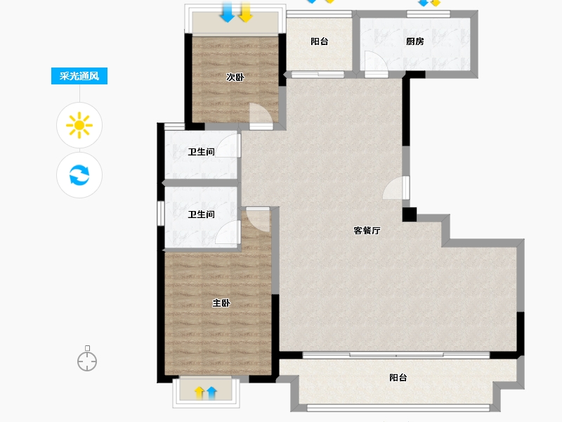 江苏省-常州市-南都花苑-113.18-户型库-采光通风