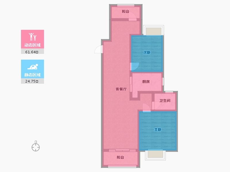 江苏省-苏州市-碧桂园星澜雅苑-74.40-户型库-动静分区