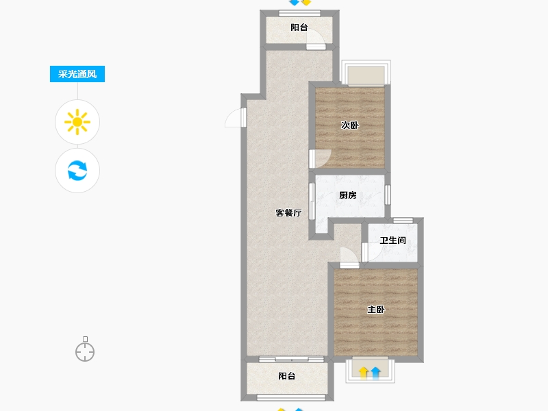 江苏省-苏州市-碧桂园星澜雅苑-74.40-户型库-采光通风