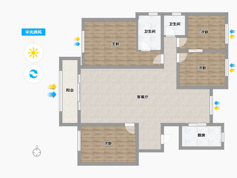 河北省-邢台市-公园城-127.20-户型库-采光通风