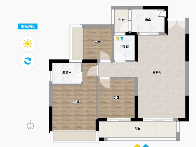 贵州省-贵阳市-云城中心-80.53-户型库-采光通风