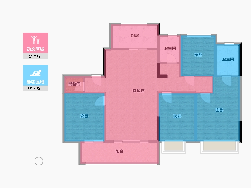 浙江省-绍兴市-官河府-114.94-户型库-动静分区