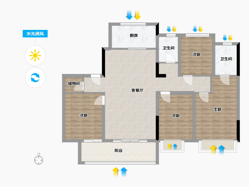 浙江省-绍兴市-官河府-114.94-户型库-采光通风