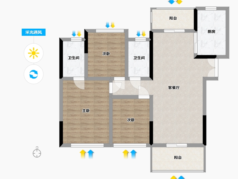 四川省-眉山市-公园华府-83.20-户型库-采光通风