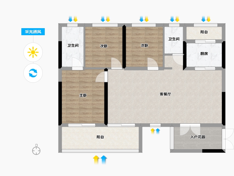 四川省-宜宾市-中铁卓越城-105.60-户型库-采光通风