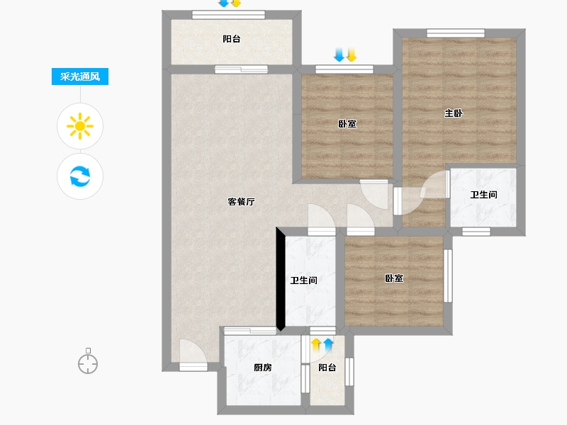 四川省-眉山市-公园华府-76.80-户型库-采光通风