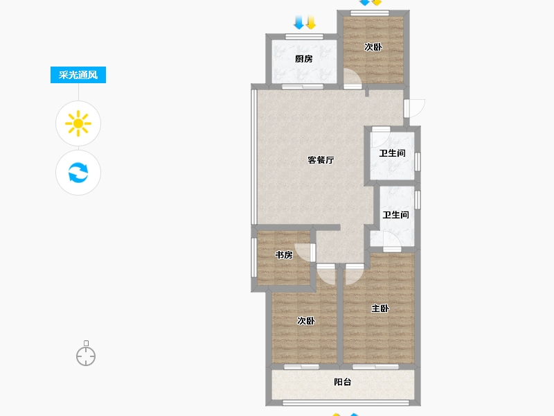 浙江省-杭州市-宸宇府-95.20-户型库-采光通风