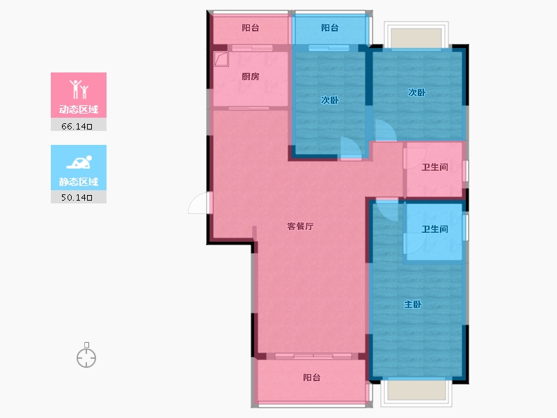 湖南省-长沙市-梦想新天地-103.84-户型库-动静分区