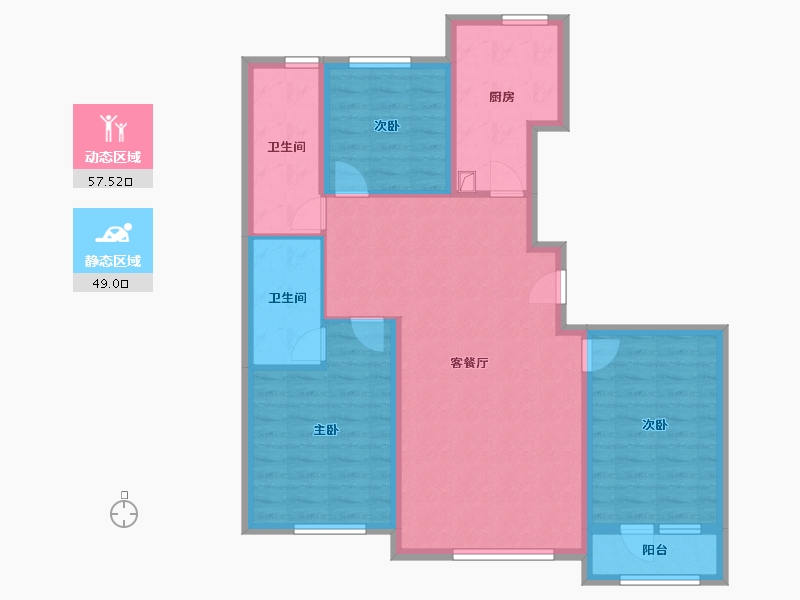 辽宁省-营口市-帝景豪园-103.50-户型库-动静分区