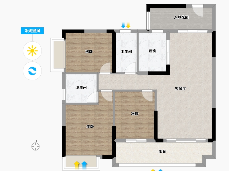 广西壮族自治区-梧州市-泰基巴黎春天-88.80-户型库-采光通风