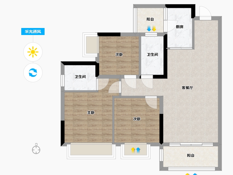 广西壮族自治区-柳州市-云星钱隆学府-80.00-户型库-采光通风