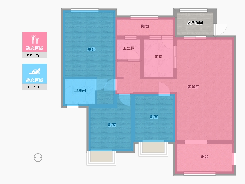 四川省-南充市-仪陇县马鞍镇凯信锦城-91.06-户型库-动静分区