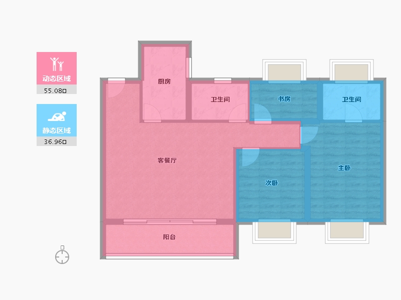 江苏省-苏州市-中交春映东吴-82.41-户型库-动静分区