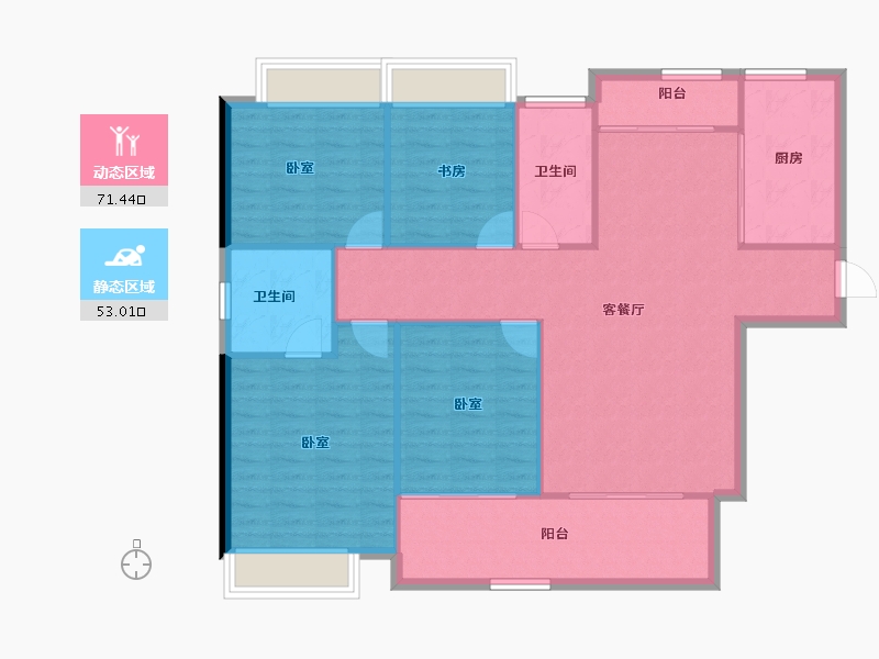 湖南省-长沙市-国欣向荣广场-114.77-户型库-动静分区