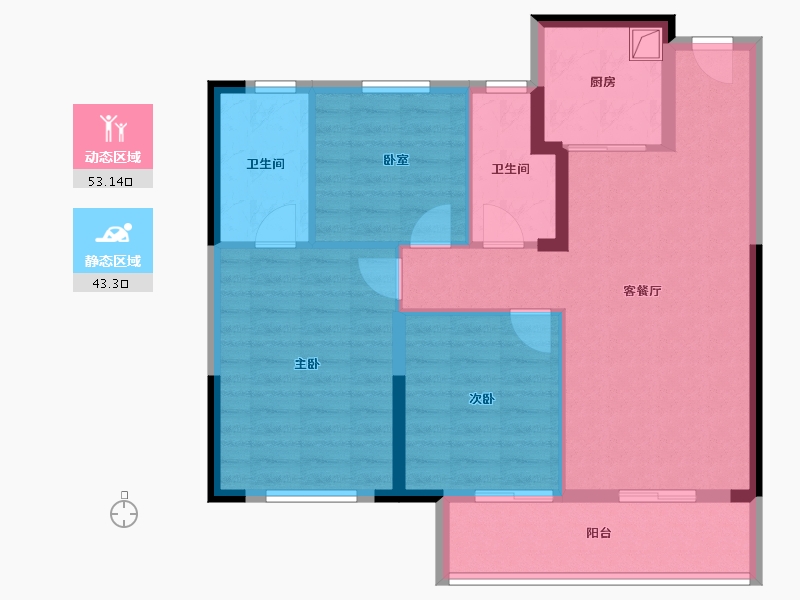 浙江省-宁波市-时代江上鸣翠-86.40-户型库-动静分区