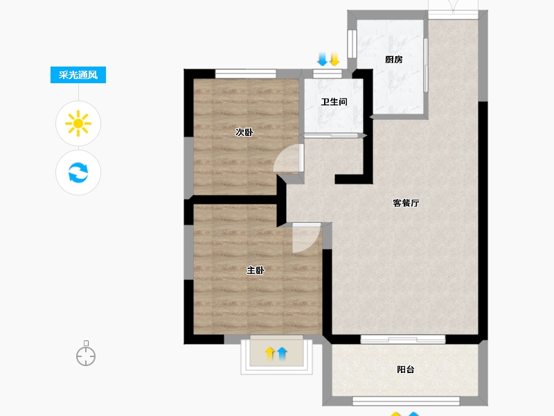 陕西省-咸阳市-华宇·金城相府-64.00-户型库-采光通风