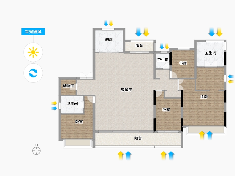 浙江省-台州市-龙湖中德·舜山府-185.00-户型库-采光通风