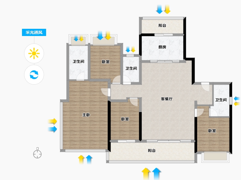 江苏省-苏州市-建发·缦云华庭-151.12-户型库-采光通风