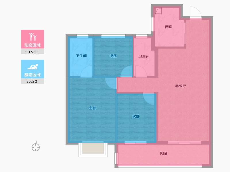 浙江省-宁波市-保利·和颂文华-77.60-户型库-动静分区