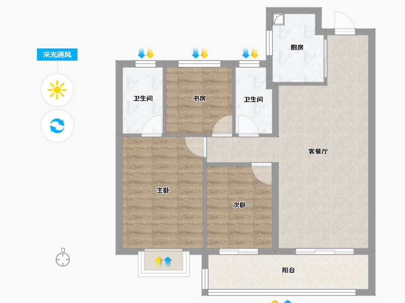 浙江省-宁波市-保利·和颂文华-77.60-户型库-采光通风