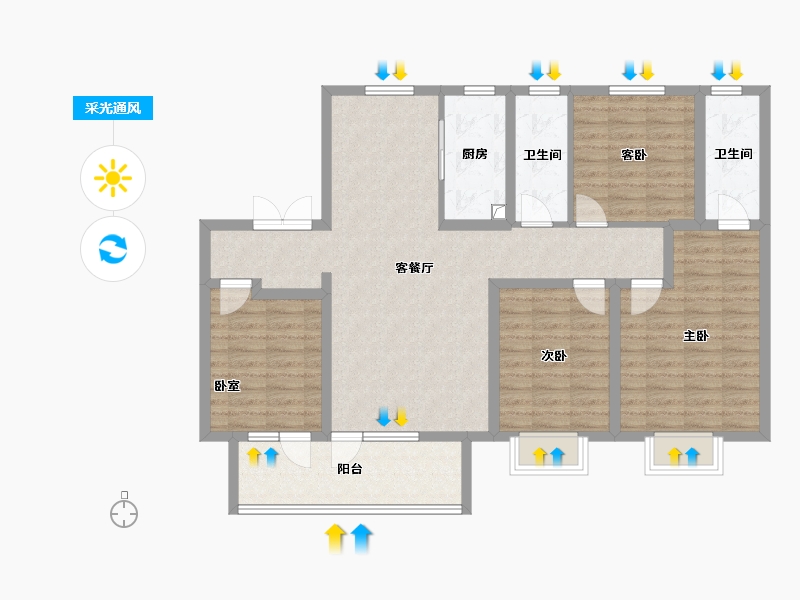 山东省-聊城市-澜庭嘉苑-108.01-户型库-采光通风