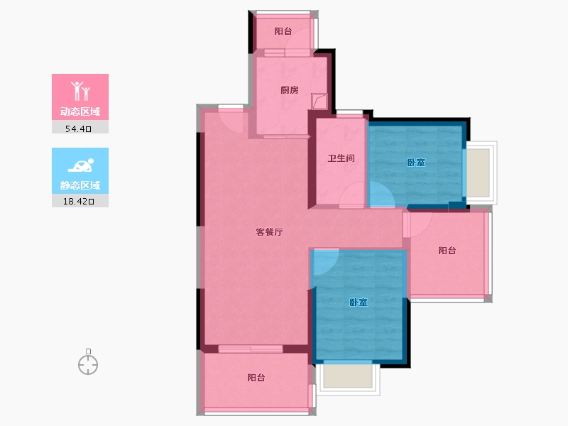 广东省-惠州市-鸿润南韵花园-63.96-户型库-动静分区