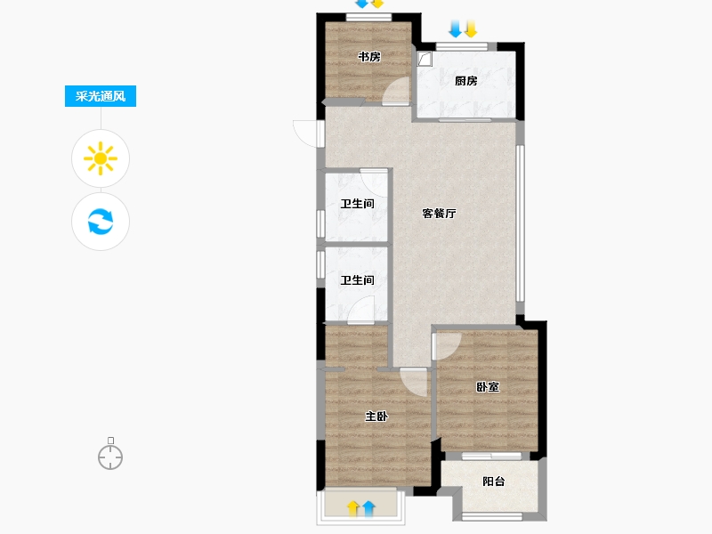 浙江省-湖州市-祥新溪境府-71.20-户型库-采光通风