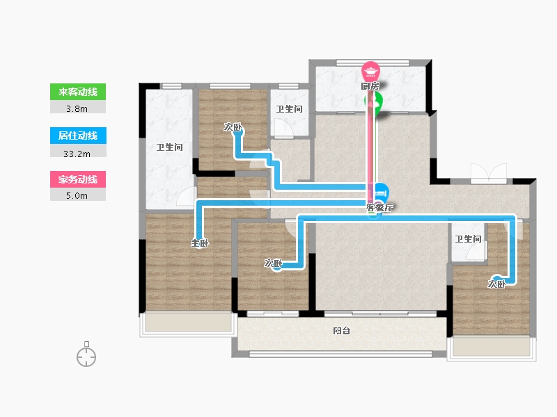 内蒙古自治区-呼和浩特市-美的新希望·昆仑一品-138.41-户型库-动静线