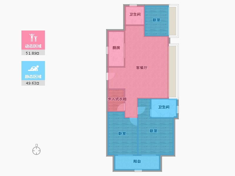 江苏省-镇江市-万科金域蓝湾-92.57-户型库-动静分区