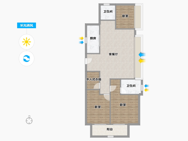 江苏省-镇江市-万科金域蓝湾-92.57-户型库-采光通风