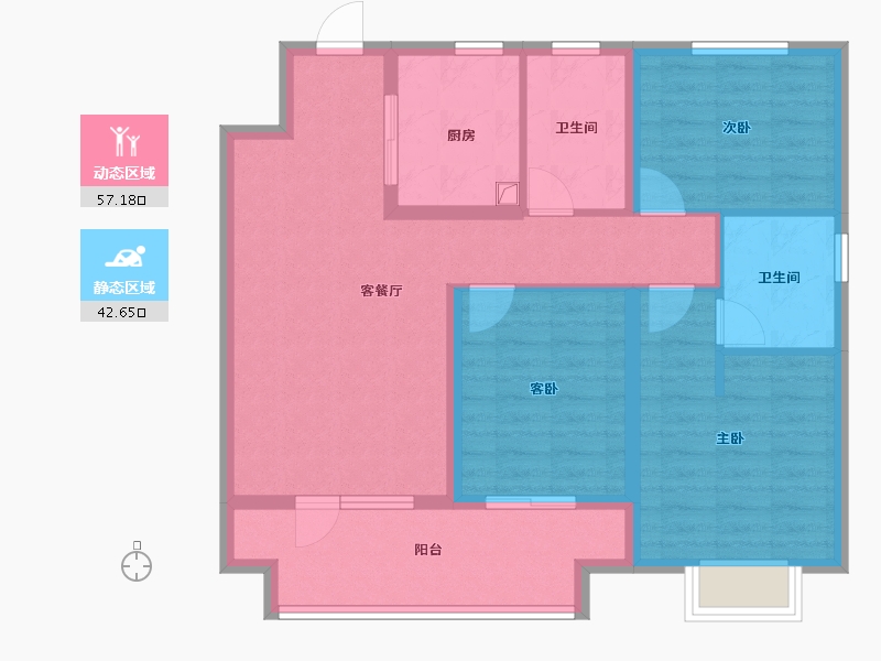 山东省-青岛市-海信九麓府-88.79-户型库-动静分区